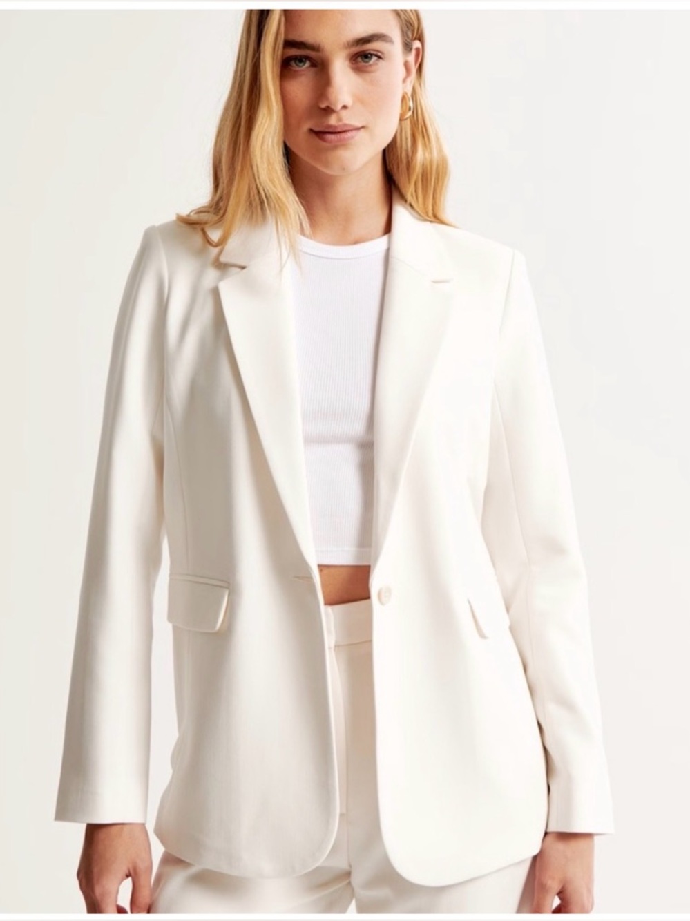 Abercrombie & Fitch White Classic Suiting Blazer XSP NWT